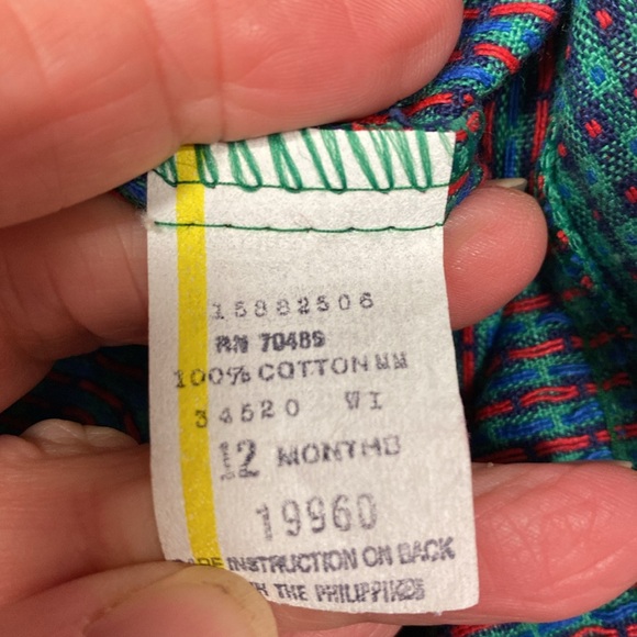 Vintage green red navy button strap overalls 12m - Picture 9 of 9